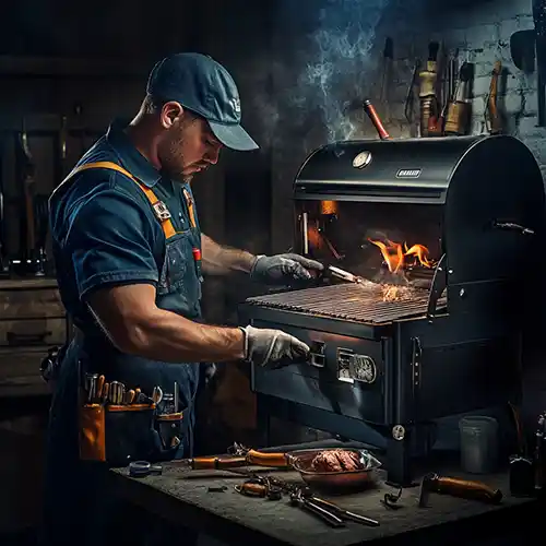 un homme qui entretien un fumoir 