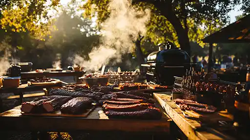 scene extérieur de fumage de viande